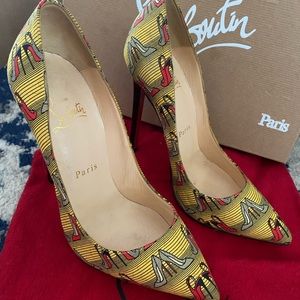 Christian Louboutin Yellow Canvas Pigalle Pumps Size 37.5